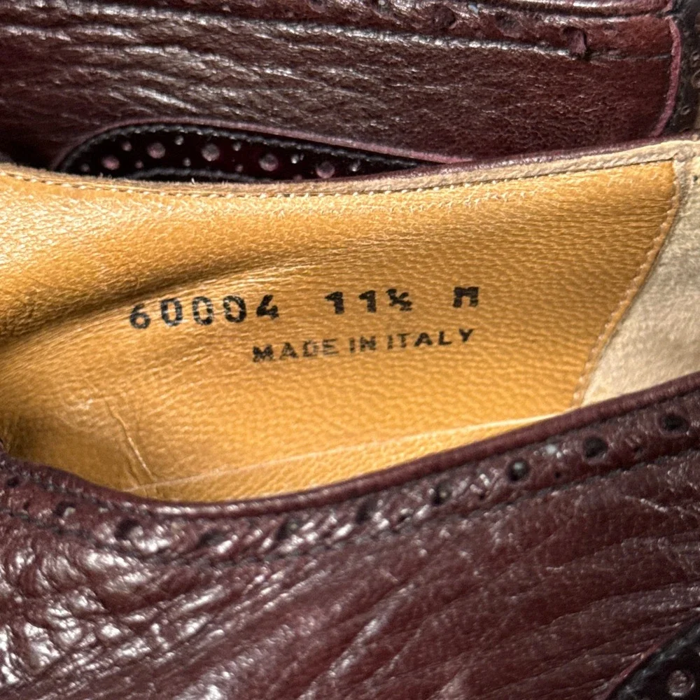 Miguel Angel Wingtip Oxfords Mens 11.5 Burgundy Leather Italian Dress Shoes